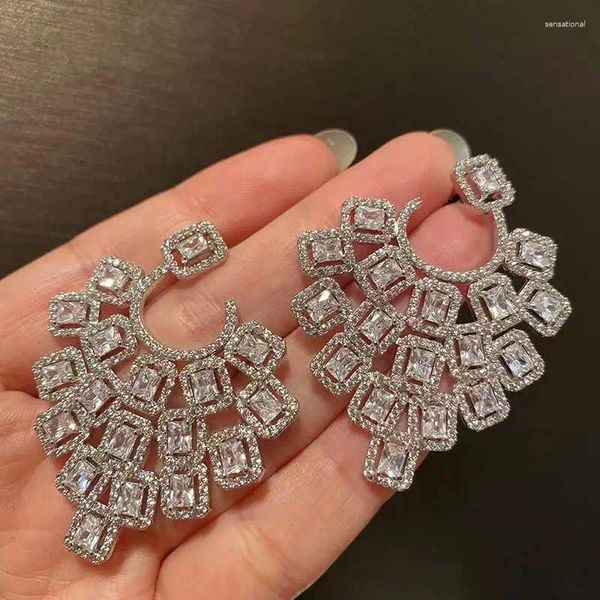 Orecchini pendenti EYER Luxury Trendy Vintage Full Cz Zircon Premium Beautiful geometrico grande per gioielli da donna per abiti da festa di fidanzamento