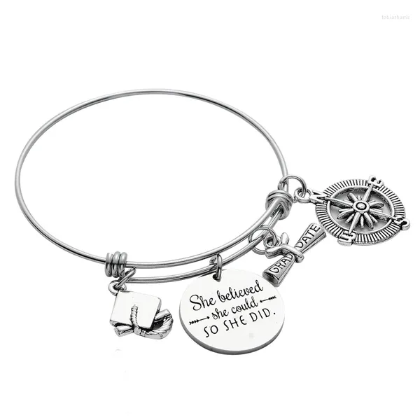 Pulseira que ela acreditava que poderia fazer presentes para seu presente de formatura Pulseira de aço inoxidável Joias inspiradoras para meninas adolescentes