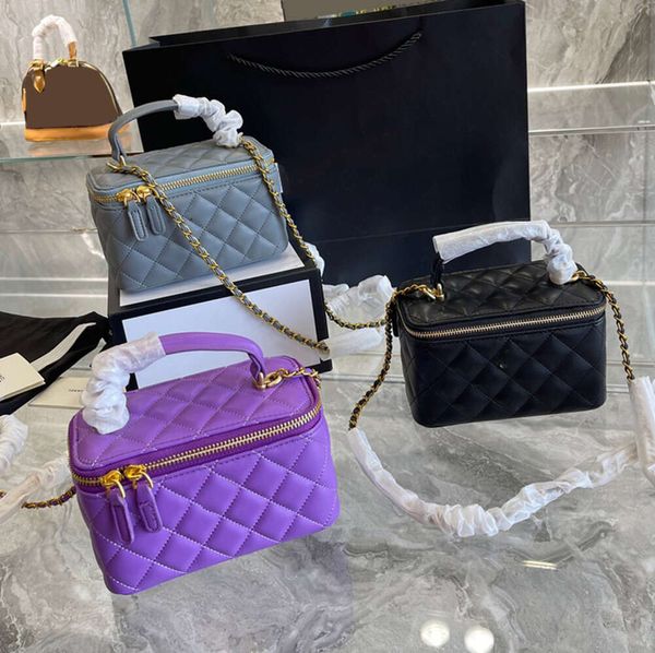 CC Bags Lüks Marka Kozmetik Kılıfları Fransa Kadın Klasik Vanity Box Kılıf Üst ​​Sap TOOT GHW Crossbody Capse Card Hol CC56