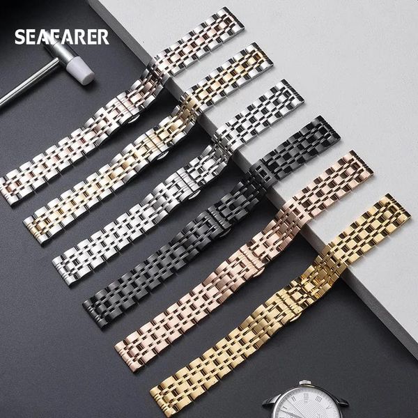 Straps Smart Straps 14mm 16 mm 18 mm 19mm 20mm Edelstahl Uhrengurt für Tissot Uhren Band 1853 T41 T17 Silber Golden Roségold Uhr