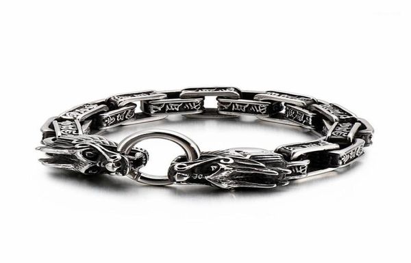 Charme pulseiras 220mm punk animal dragão pulseira homens caixa de aço inoxidável corrente braçadeira acessórios de jóias 202116682335