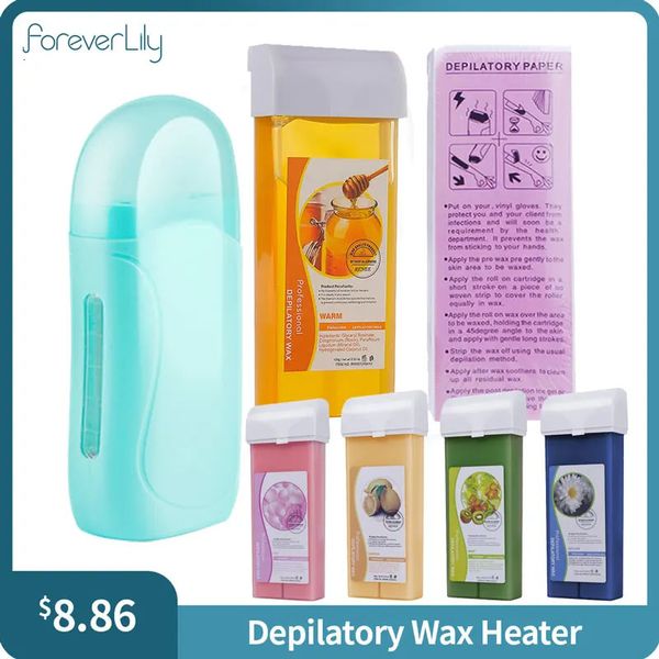 Foreverlily 3in1 Roll On Scaldacera Depilatoria Viso Corpo Depilazione Epilatore Macchina per il riscaldamento della cera con strisce di carta ceretta 231225