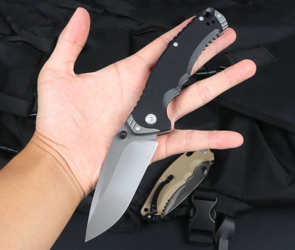 Coltello pieghevole BK di alta qualità 8Cr13Mov Lama drop point satinata Nero / Sabbia G10 Maniglia da campeggio esterna Escursionismo Sopravvivenza Coltelli tattici per cartelle Strumenti EDC