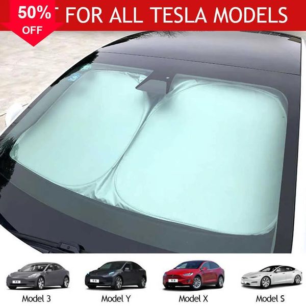 Accessori nuovi per Tesla Model 3 Y X S Parabrezza anteriore per auto Protezione solare Finestra Protezione solare Visiera parasole Blocchi Protezione raggi UV Ombrellone Coch