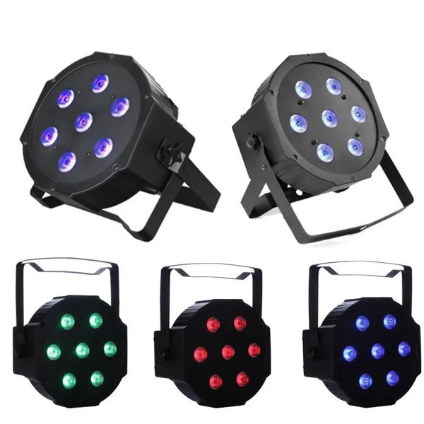 Işık Led Flatpar 7x10 Watt Quad RGBW Slimpar Işık Uzaktan Kumanda Uplighting Stage Lights Light Lights Lights Hareket