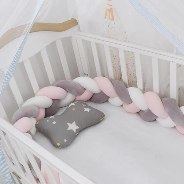 Set Set di biancheria da letto 100 cm Paraurti per bambino Letto Treccia Nodo Cuscino Cuscino per neonati Protezione per culla Culla Room Decor Anticollisione