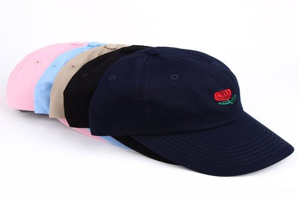 Moda unisex cappello da papà fiore rosa ricamato berretto da baseball con visiera curva snapback1421663