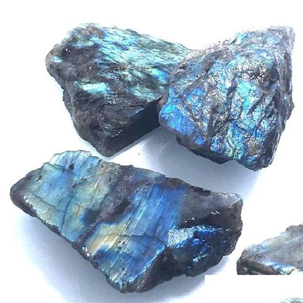 Arti e mestieri Labradorite naturale pietra burattata Cristalli di quarzo grezzo Reiki Energia minerale per la guarigione Pietra di cristallo303I Drop Deli Dh3Dz