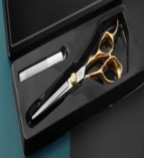 Ножницы для ухода за волосами Инструменты для укладки Продукты Германия Jaguar 17 см CuttingThinning 9Cr 62HRC Твердость Golden And Sier Ручка с Reta3644586