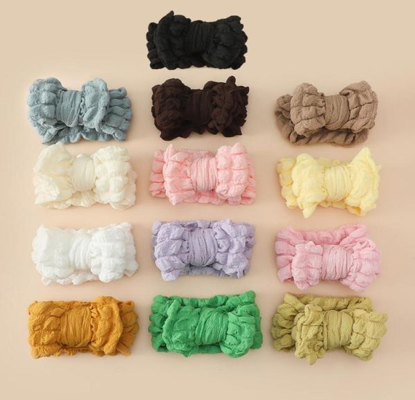 Acessórios de cabelo Headband INS Bonito 14 Cores Bebê Puff Elastic Moda Soft Big Bow Nó Menina Infantil Headband6940721