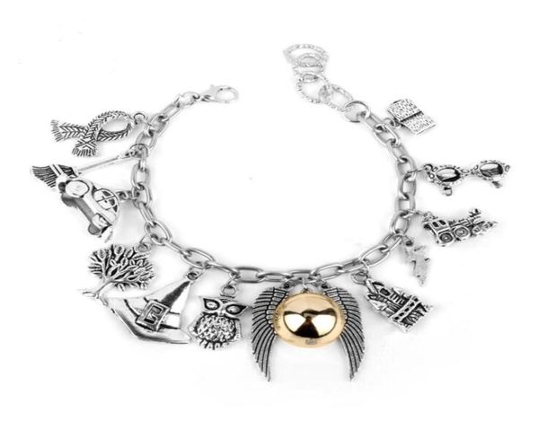 Bracciale fai da te con ciondolo in vetro con combinazione di boccini di vetro per auto d'oro in stile punk3694455