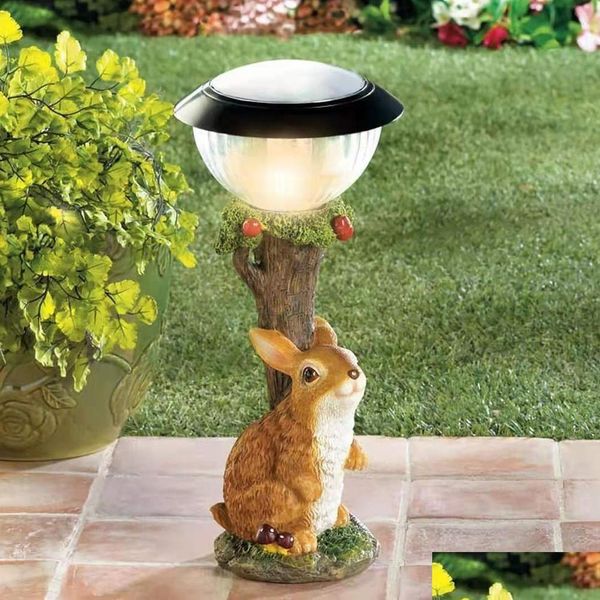 Dekorative Objekte Figuren Katze Hund Kaninchen Kreativität Solar Lampe Statue Fenster Tier Licht Dekoration Klettern Dekor Garten Haus Ot2Jf