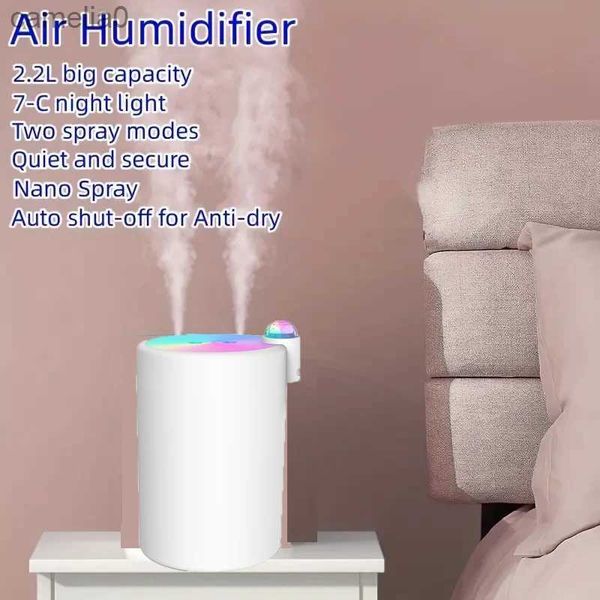 Luftbefeuchter Neue 2000 ml USB Luftbefeuchter Doppel Spray Port Ätherisches Öl Aromatherapie Diffusor Kühlen Nebel Maker Fogger für Home OfficeL231226