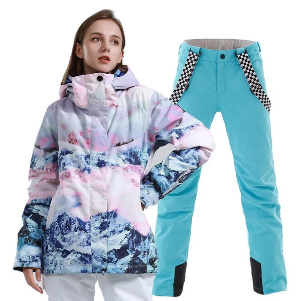Su geçirmez kayak takımları kadınlar için renkli ceketler veya pantolon kar giyiyor açık snowboard giyim kızı kızın moda kış 231225
