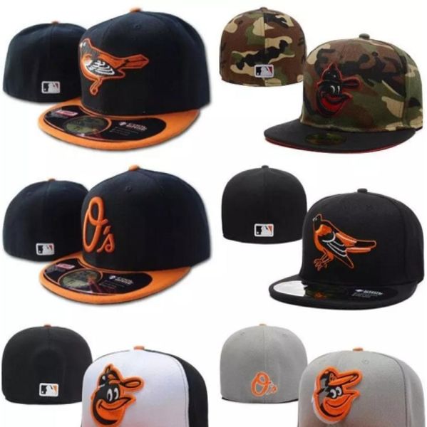 Men039s Oriole chapéu equipado liso bordado equipe Uma letra logotipo fãs bonés de beisebol Bonés baratos de beisebol oriole em campo totalmente fechado9835097