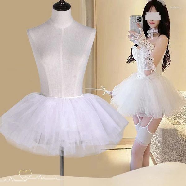 Saias Crinoline Underskirt Petticoat Tutu Tulle Ballet Bubble Curto Prom Preto Fofo 2023