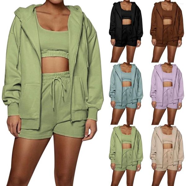 Gym Clothing Damen Einfarbige Strickjacke mit Kapuze, vertuschte Badeanzüge, Boardshorts, Badeanzug-Unterteile für Frauen, Spitzen-Badeanzug-Oberteil