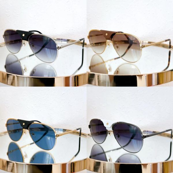 Óculos de sol luxo ct para mulheres homem moda piloto óculos lentes lentes titânio metal 0036s tendências de moda vintage