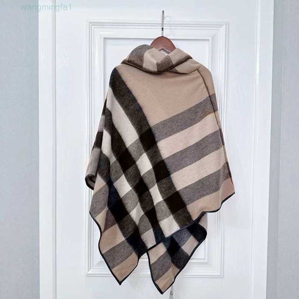 Sciarpe da uomo Sciarpa con frange a quadretti Sciarpa di lana di marca di lusso b Scialle rettangolare per le donne Designer Canine Button Poncho in cashmere Strisce rosse sulle spalle Jlws