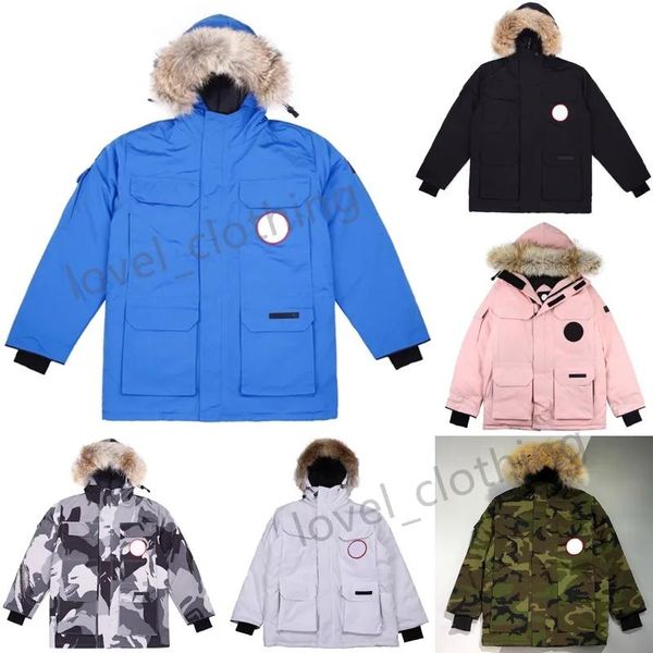 Parkas Diseñador para hombre para mujer Chaquetas de plumón Pato blanco Cortavientos Hombres Parkas Chaqueta Collar Abrigo bordado de invierno Capucha ártica Hiver Doudoune