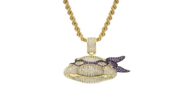 FashionNinjie Turtles collane con ciondolo per uomo designer di lusso mens bling diamanti ciondoli in cartone animato placcato oro 18k gioiello hip hop5859562