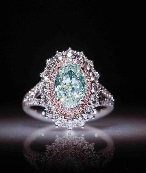 Размер 610 Обручальные кольца для женщин Цвет топаза Зеленый драгоценный камень Кольца CZ Diamond Женское свадебное кольцо Gift9531357