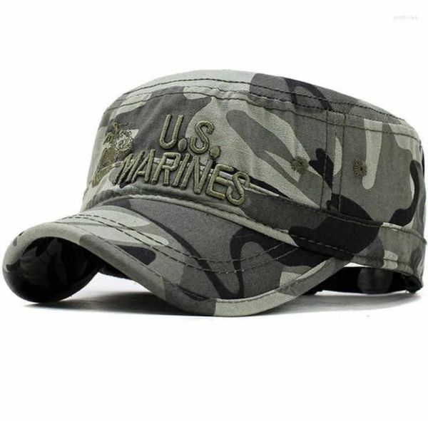 Chapéus de borda larga 2022 Estados Unidos US Marines Corps Chapéu Militar Camuflagem Flat Top Homens Algodão HHat EUA Marinha Bordado Camo 5353952