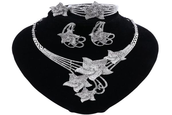 Dubai Silber Schmuck Set für Frauen Afrikanische Perlen Halskette Sets Frauen Italienische Braut Schmuck Set Hochzeit Zubehör4540987