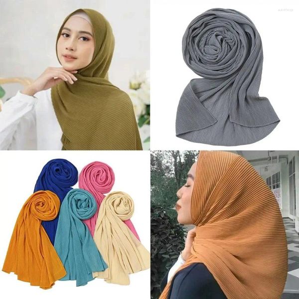 Schals Schal Lange Muslim Weiche Plissee Rechteck Stil Turbane Kopftuch Chiffon Haar Frauen