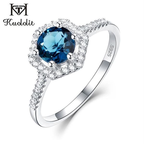 Doğal Londra Blue Topaz Taş Yüzükleri Kadınlar İçin 925 STERLING Gümüş Taş Yüzük Nişan Hediyeleri Güzel Takılar 210706269D