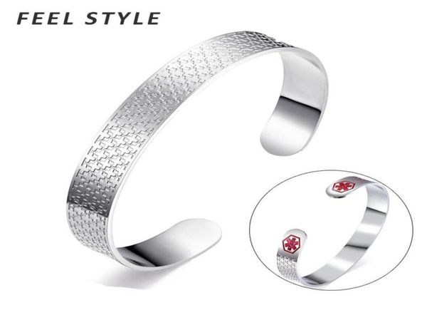 Personalidade Cruz Padrão Alerta ID Pulseira Prata Cor Preta Aço Inoxidável Para Homens Bangle4985922