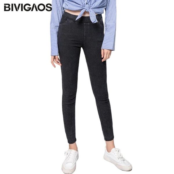 Jeans bitigaos primaverile autunno classico stile base in stile sabbia di lavaggio jeans leggings Women elastico fiocchi di neve in denim pantaloni magri jeggings