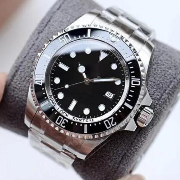 Homens Assista Luxo D Azul SEA-DWELLER Cerâmica Bezel 44mm Aço Inoxidável Glide Lock Sólido Automático Preto Diver Mens Designer Master Relógios Profundo Relógios de Pulso Rol2