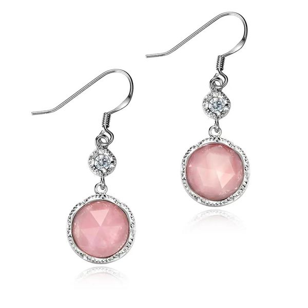 Nodo Dormith Vero argento sterling 925 5,72 carati Pietra opale rosa naturale con orecchini pendenti in topazio bianco per gioielli da donna