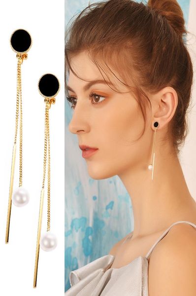 Ohrringe Designer für Frauen Mode lange Clip auf für Mädchen Hochzeit Party Schmuck Zubehör neue Kette Design kein Loch Earing Frauen Bijoux Geschenk5229362