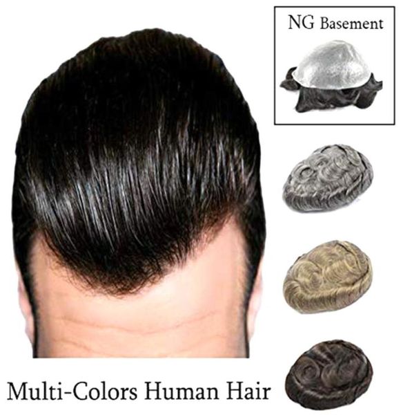 Pellicola ultra sottile per la pelle Multi colori Capelli umani di prossima generazione Pezzo di capelli per uomo Toupee Sistema di sostituzione della base in poliestere Onda leggera NG8631787