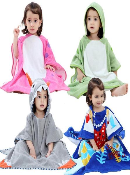 Roupões de banho para meninas crianças com capuz roupas de desenho animado bebês roupão de banho colorido meninos pijamas de algodão para crianças toalha QWC288S27755933