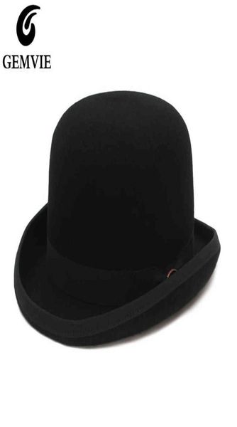 Gemvie 4 cores 100 lã feltro derby bowler chapéu para homens mulheres cetim forrado moda festa formal fedora traje mágico chapéu y11184378901