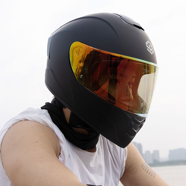 novos capacetes de motocicleta com certificação 3C de padrão nacional com lentes duplas para homens e mulheres, capacetes completos Bluetooth, corrida Four Seasons, buzina personalizada