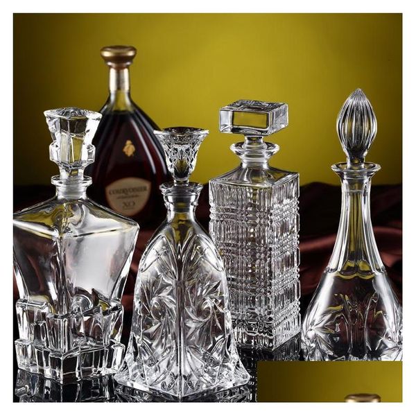 Vidros de vinho luxo chumbo garrafa de vidro uísque decanter recipiente de álcool pourer carafe cristal casa bar vermelho 230719 gota entrega gar dhtff