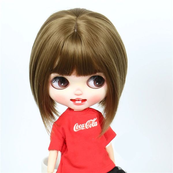 Blyth Puppe Kurze Haare Pony Perücke Kopfumfang 25 27,5 CM BJD Gerade Mode Dress Up Zubehör 231225