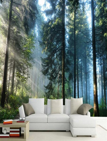 Personalizzato 3D Sunshine Forest Natura Paesaggio Po Murale Carta da parati Soggiorno Camera da letto Sfondo Muro Design Murale Papel De Parede245d4906864