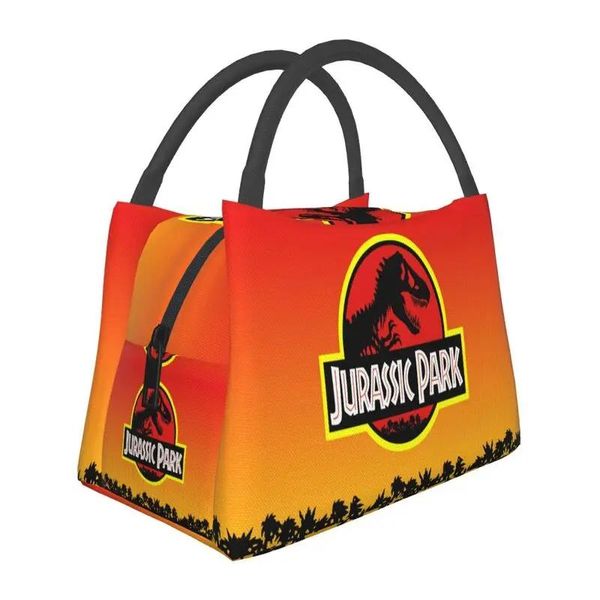 Sacchetti Custom Jurassic Park in borse da pranzo arancione giallo Donne calde fun di pranzo isolati per il viaggio in campeggio per picnic viaggio in campeggio