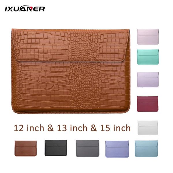 Dizüstü bilgisayar çantası için 13 Vaka 11 12 15 Pro 13.3 15.4 Retina Unisex Sleeve zarfı fundas PU Deri Kılıf Defter Defter 231226