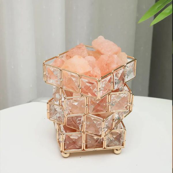 USB Atmosfera Candeeiro de Mesa Criativo Ins Meninas Decoração Casa Quarto Cubo Mágico Pedra Fragrância de Cristal Lâmpada de Sal do Himalaia 231225