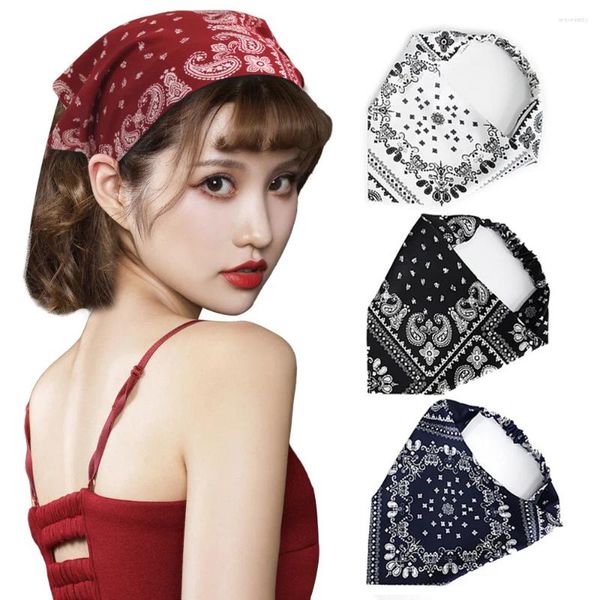 Roupas étnicas Caju Flor Tecido Quadrado Lenço Elástico Hairband Retro Versátil Moda Saco Cabeça Triângulo