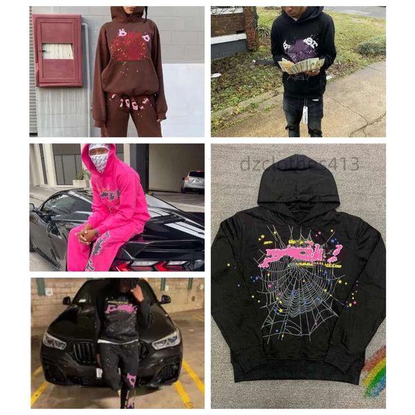 Felpa con cappuccio Young Thug Angel con stampa a sbuffo Uomo Donna Felpe con ragnatela in tessuto pesante di alta qualità Pullover S-XL50off~