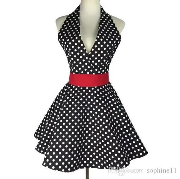 Aventais Retro Cozinha Avental Mulher Algodão Polka Dot Cozinhando Avental Vintage Bonito Lady Bib Algodão Avental Vestido