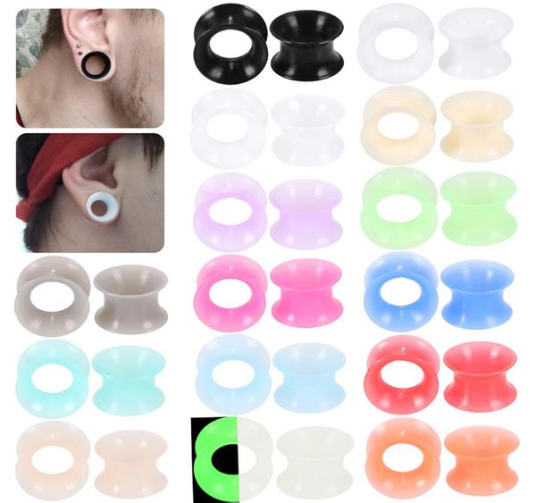 tappi per tunnel in silicone gioielli per il corpo gioielli piercing 2 pezzi 316 mm auricolari calibri per orecchie tunnel in silicone flessibile tappi per piercing all'orecchio Str9803547