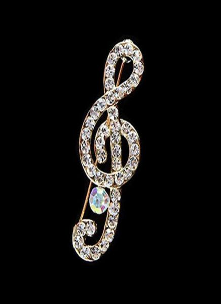 Qualidade designer nota musical broche cachecol pinos de cristal brilhante strass broches para festa de casamento feminino noiva buquê jóias gi2619064
